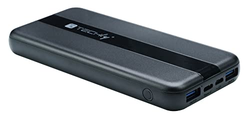 Techly 362558 Power Bank Smartphone 10000 Mah 20W Usb-C™ 3 Porte Output Con Cavo Nero