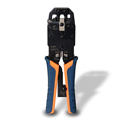Aisens A142-0311 - Pinza A Crimpare In Metallo Rj10/Rj11/Rj12/Rj45 A Cricchetto, Colore: Nero