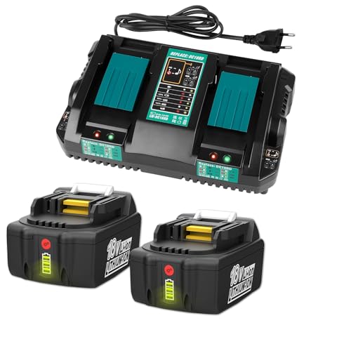 Paillyue® 2 X 18 V 5 Ah Bl1850B Batterie E Caricabatterie Per Makita 18 V Batteria Bl1850B Bl1860B Bl1850 Bl1840B Bl1840 Bl1830B Bl1830
