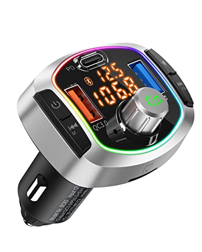 Lettore Mp3 Per Auto Tykevo Trasmettitore Fm Bluetooth Per Accendisigari Di Auto Con 2 Porte Usb (Ricarica Rapida Qc 3.0, Pen Drive) Tipo C Pd Tf Slot