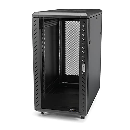 Startech.Com Armadio Rack 22U 19" Con Sportello In Vetro, Server Rack 4 Montanti Con Serratura E Ruote, Profondità Regolabile