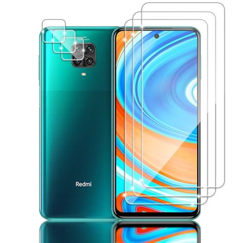 Tzstz 3+3 Pezz Per Xiaomi Redmi Note 9S/Note 9 Pro/Note 9 Pro Max Vetro Temperato Pellicola Prottetiva, 9H Durezza,Anti Graffio, Hd Pellicola Protteti