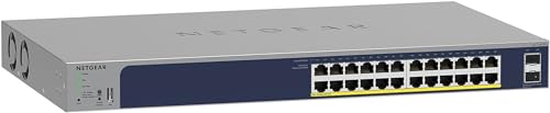 Netgear Switch Ethernet Gigabit Poe Smart 18 Porte Gs724Tpp, Gestione Insight Cloud, Switch Rj45 A 24 Porte Poe Da 380 W, 2 Porte Sfp Da 1 Gigabit, Mo