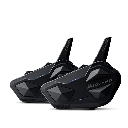Midland Rush Rcf Twin C1527.01, Interfono Moto Bluetooth E Mesh Doppio, Auricolari Casco Impermeabili Ipx6, Cancellazione Rumore, Radio Fm Integrata E