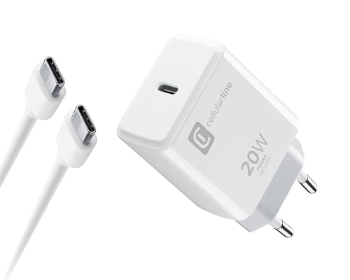 Cellularline - Charger Kit 20W - For Iphone 15 Series - Kit Formato Da Un Caricabatteria Usb-C 20W + Un Cavo Usb-C, In Grado Di Caricare In Tutta Sicu
