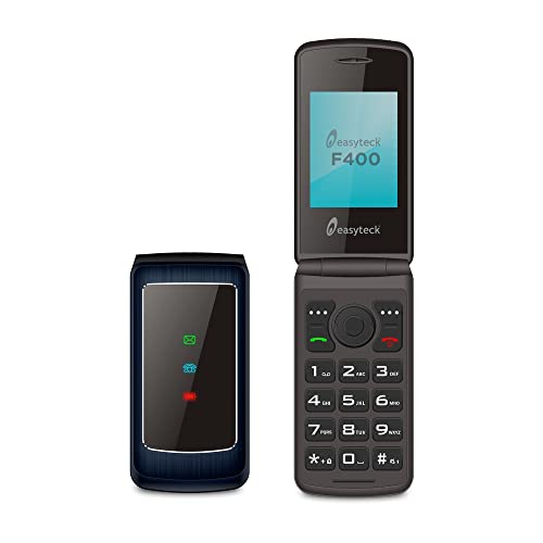 Easyteck Telefono Cellulare F400 Flip - Telefono Cellulare 4G Dual Sim, Tasti Comodi, Facilmente Accessibili, Fotocamera, Bluetooth, Radio, Flip Attiv