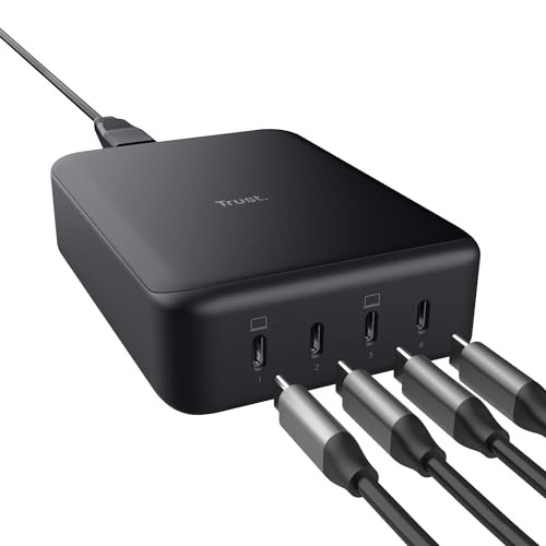 Trust Maxo 240W Multipresa Usb C, Caricatore Usb-C X4, Caricatore Usb Multiplo Pd, Cavo Di Alimentazione 1 M, Hub Stazione Di Ricarica Usb Multipla Pe