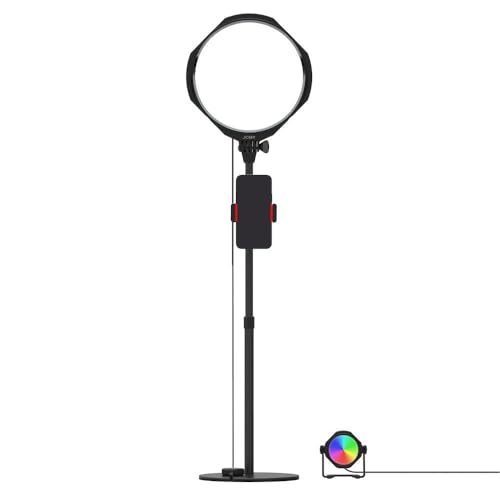 Joby Beamo Studio Deluxe Lighting Kit, Luce Studio Per Video, Soft Key Light Con Telecomando, Luce Da Sfondo Con 12 Colori, Braccio Flessibile Gorilla