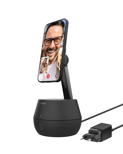 Belkin Supporto Pro Con Tracking Automatico Con Dockkit, Caricatore Wireless Da 15 W Con Magsafe, Rotazione Di 360°, Integrazione Ios Per Iphone 15/14