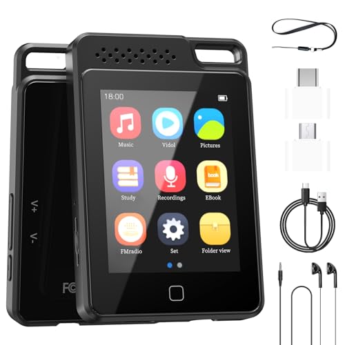 Booteek Mp3 Lettore Musicale Integrato Da 64Gb Con Touchscreen Da 2,4 ", Lettore Musicale Con Bluetooth 5.0 Con Altoparlanti/E-Book/Video/Radio Fm/Reg