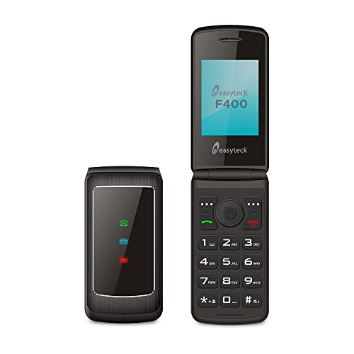Easyteck Telefono Cellulare F400 Flip - Telefono Cellulare 4G Dual Sim, Tasti Comodi, Facilmente Accessibili, Fotocamera, Bluetooth, Radio, Flip Attiv