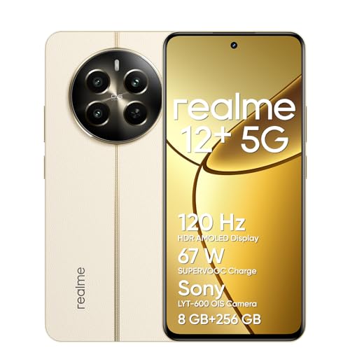 Realme 12+ 5G Smartphone 8+256 Gb Con Nfc, Sony Lyt-600 Ois, Chipset Dimensity 7050 5G, Display Amoled Da 120 Hz, Smart Touch Antipioggia, Supervooc D