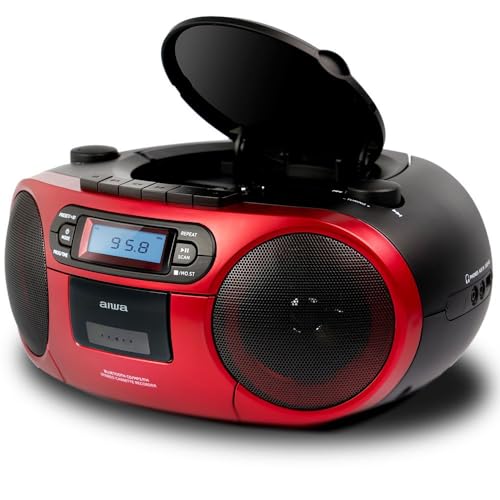 Radio Cd-Casete Aiwa Boombox Bbtc-550Mg Rojo Casete/Cd/Usb/Bt/Mp3/Fm Pll/Aux In 3.5Mm/2X3W Bbtc-550Rd
