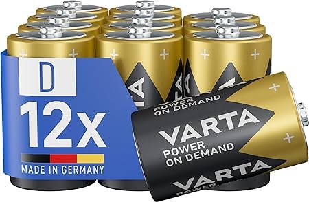 Varta Batteried Mono, Confezione Da 12, Pile Power On Demand, Alcaline, Pacco Di Stoccaggio, Flessibili, Potenti, Per Accessori Computer, Smart Home,