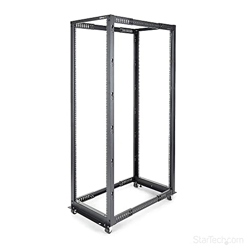 Startech.Com Server Rack 42U 19" A 4 Montanti A Telaio Aperto - Armadio Rack Di Rete Con Ruote, Piedini Di Livellamento/Montaggio A Pavimento, Rack Da