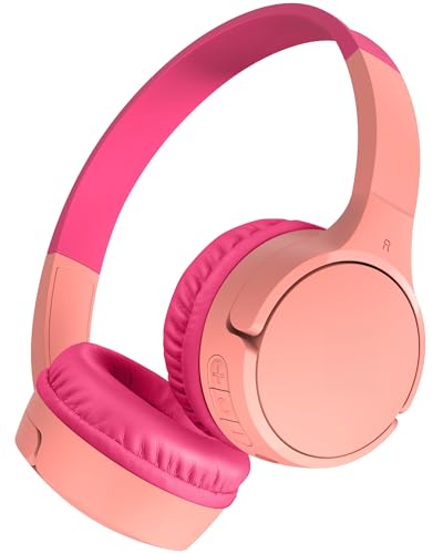 Belkin Soundform Mini Cuffie Wireless Per Bambini Con Microfono, 30 Ore Di Riproduzione, Adesivi Divertenti, Headset Over-Ear Per Didattica Online, Sc