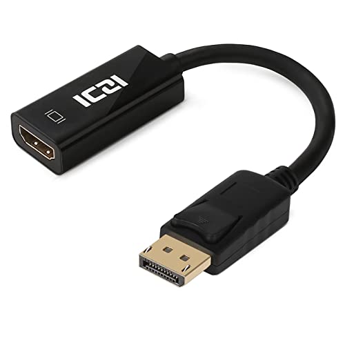 Iczi Adattatore Display Port A Hdmi, Convertitore Displayport (Dp) A Hdmi Per Laptop Computer Portatili Monitor Proiettori Hdtv - Nero