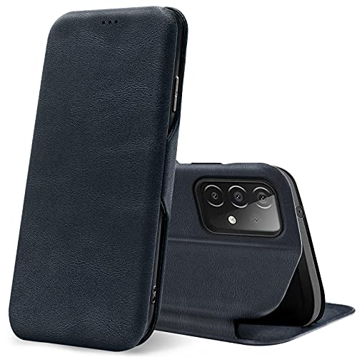 Verco Case Per Samsung Galaxy A33 5G Custodia, Cover A Libro Pelle Pu Per Samsung A33 5G Custodia Premio Booklet Protettiva, Blu
