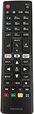Vsnetwork Telecomando Di Ricambio Lg Akb75095308 Compatibile Con Tutte Le Tv Lcd Led Smart Tv 4K Lg, Plug&Play, Tasti Netflix Ed Amazon, Nessuna Progr