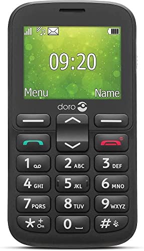 Doro 1380 - Telefono Cellulare 2G Dual Sim Sbloccato Per Anziani Con Display Da 2,4 Pollici, Fotocamera E Pulsante Di Assistenza (Nero) [Versione Uk E