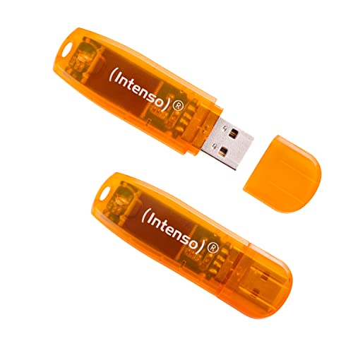 Intenso Rainbow Line - Chiavetta Usb 2.0, 2 X 64 Gb, Colore: Arancione