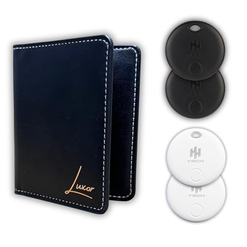Hh-Tech Smart Tag (Pack-4) Combo 2 Neri + 2 Bianchi Per Apple Ios: Portafoglio Luxor Gratuito, Trova Chiavi E Oggetti, Traccia Facilmente La Tua Borsa