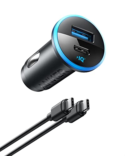 Anker Adatt. Usb-C (52,5 W), Caricab. Auto Compatto Doppia Porta 323 Ricarica Rapida Poweriq 3.0 Per Iphone 14 13 12 Pro Max Mini X Xs Samsung Galaxy