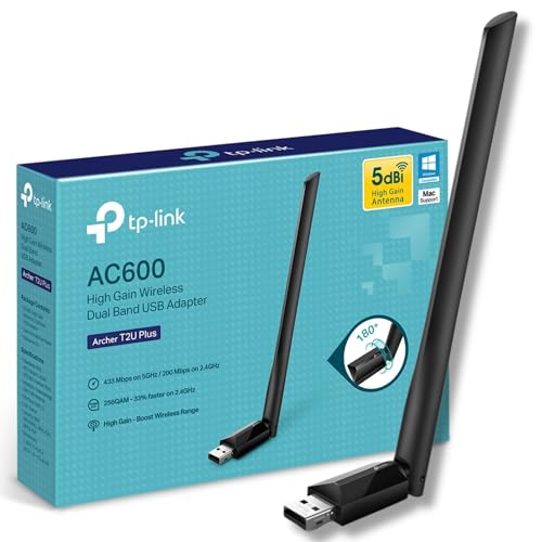 Tp-Link Ac600 High Gain Usb Wi-Fi Dongle, Dual Band Wi-Fi Adapter With 5Dbi Antenna For Pc/Desktop/Laptop, Supports Windows11/10/8.1/8/7/Xp, Mac Os X