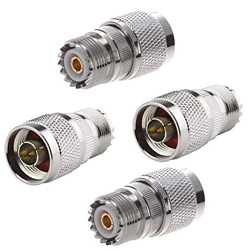 Tengko Rf Coaxial Adapter Coaxial N Male To Female Uhf So-239 Coaxial Adapter For Repeaters Wi-Fi Antenna Extension Cable Signal Radio (4 Pack)