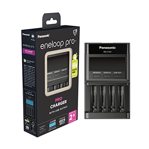 Eneloop Pro Pro Caricabatterie Usb, Per 1-4 Batterie Ricaricabili Aa/Aaa, 2 Ore Tempo Di Ricarica, 10 Funzioni Di Sicurezza
