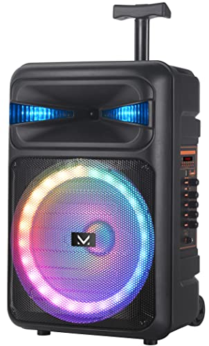 Majestic Fire T6 – Trolley Bluetooth 5.0, Luci Led Multicolore 5 Effetti, Ingressi Usb/Microsd/Aux-In/Mic, Microfono, Telecomando, Batteria, Funzione 
