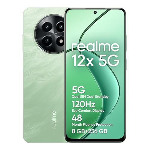 Realme 12X 5G Smartphone 8+256 Gb, Fotocamera Con Ai Da 50 Mp, Dual Sim Dual Standby 5G, Protezione Della Fluidità Per 48 Mesi, Display Da 120 Hz, Nfc