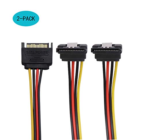 Qicheng&Lys Sata Da 15 Pin Maschio A 2 X 15 Pin Femmina Sata 15 Pin Da 1 A 2 Adattatore Di Prolunga Cavo Splitter Per Y -7 Pollici, (2 Pezzi) (Sata Pi