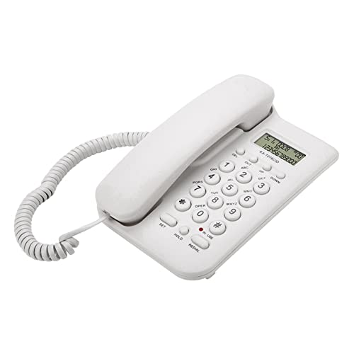 Yunir Telefono Fisso Cablato, Telefono Fisso E Telefono Con Filo A Parete, Doppio Sistema Fsk/Dtmf, Per Casa, Hotel, Ufficio(Bianca)