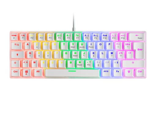 Mars Gaming Mk60 Bianco, Tastiera Gaming Meccanica Frgb, Antighosting, Switch Meccanico Marrone, Lingua Francese