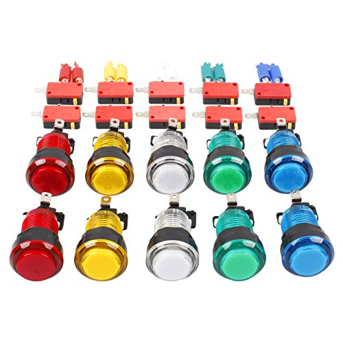 Eg Starts 10X Nuovi Led Arcade Pulsanti Con Micro Switch Mame Multicade Scelta Di 5 Colori