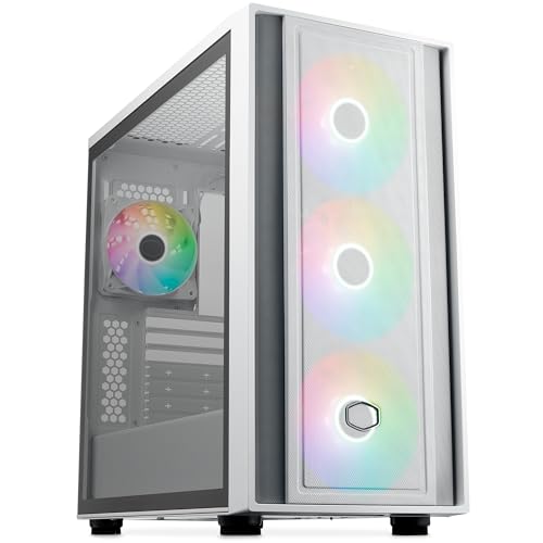 Cooler Master Masterbox 600 Case Mid-Tower E-Atx Airflow Bianco - Back Connect Mb E Predisposizione Radiatore 420 Mm, 3 Argb Pwm 140Mm E 1 X 120Mm Pre