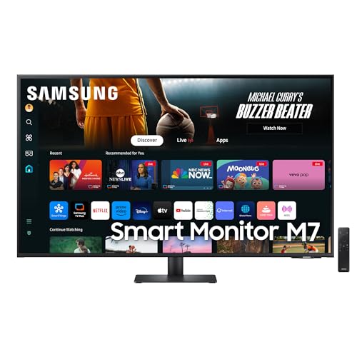 Samsung Smart Monitor M7 (S43Dm702), Flat 43'', 3840X2160 (Uhd 4K), Smart Hub Con App Di Streaming, Office 365, Gaming Hub, Speaker Integrati, Telecom