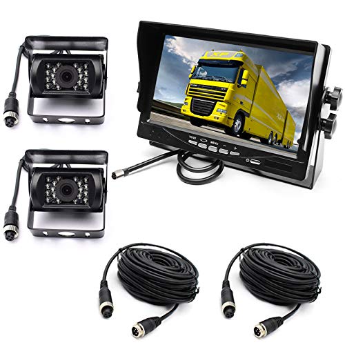 Telecamera Retromarcia Per Auto, 7 "Tft Lcd Hd Car Monitor Per Camion/Rimorchio/Camper/Autobus+4Pin 2X18 Led Visione Notturna Telecamera Di Retromarci