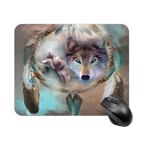 Yeuss Tappetino Per Mouse Rettangolare Antiscivolo Best Cool Wolf Dream Catcher Gaming Mouse Pad 200 Mm X 240 Mm