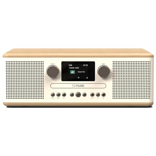 Pure Classic C-D6 Sistema Musicale (Lettore Cd, Dab+/Fm, Bluetooth, Aux, Usb, Sveglia/Timer Per Il Sonno) Cotone Bianco/Quercia