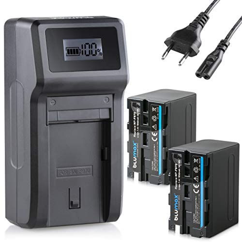 2X Blumax Akku Np-F970 / Np-F960 Lg Zellen 7850Mah + Turbo-Ladegerät | Kompatibel Mit Sony Np-F750 Np-F550 Np-F990 Für Blitzgeräte Videoleuchten Field