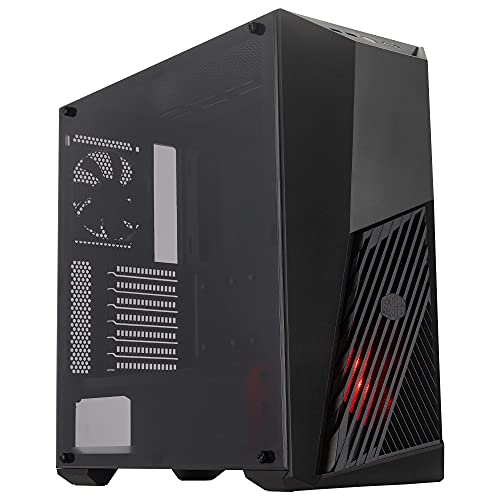 Cooler Master Masterbox K501L - Case Pc Atx Con Ventilazione Di Forma Angolata, Illuminazione Led In Rosso, Pannello Laterale Trasparente, Configurazi