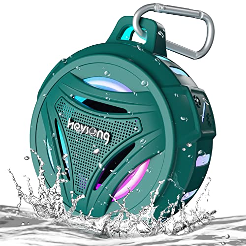 Heysong Enceinte Bluetooth Portable De Douche, Haut Parleur Étanche Ipx7 Avec Son Puissant, Led, Mousqueton, Spectacle De Lumière, Bluetooth Speaker P