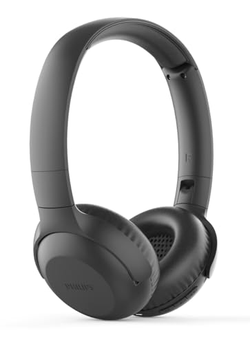 Philips Cuffie Auricolari Uh202Bk/00 Bluetooth On Ears, Senza Fili, Batteria 15 Ore, Cuscinetti Auricolari Morbidi, Microfono, Pieghevole, Nero
