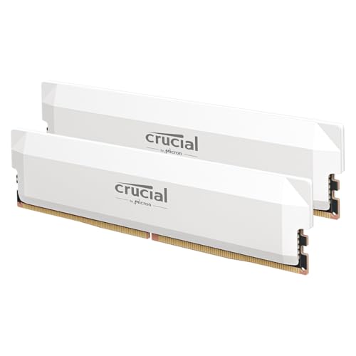 Crucial Pro Ram Ddr5 32Gb Kit (2X16Gb) 6000Mhz Cl36, Memoria Overclocking Gaming, Intel Xmp 3.0 / Amd Expo, Memoria Pc Ram Ddr5 32Gb, Bianco - Cp2K16G