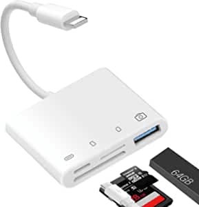 Lettore Di Schede Sd Per Iphone, 4 In 1 Adattatore Scheda Sd Per Iphone, Ricarica Simultanea E Lettura Sd Tf/Telecamera Per Iphone Ipad Tutte Le Serie
