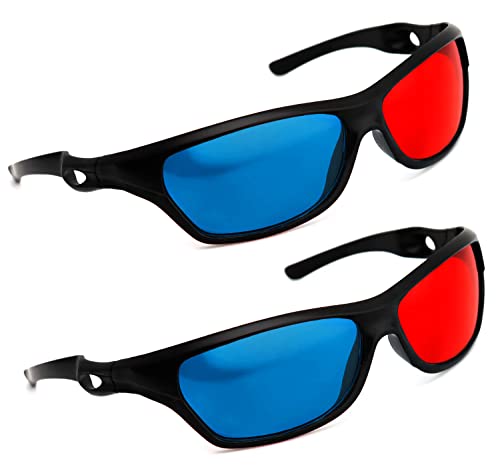 Precorn Set Di 2 Occhiali 3D Di Alta Qualità Rosso/Ciano (Occhiali Anaglifici 3D) Per Giochi Per Pc 3D, Immagini 3D, Film 3D, 3D (Ad Esempio Sky 3D), 
