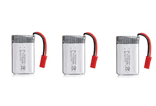 Yunique Green-Clean-Power - Set 3 Batterie Lipo Ricaricabili 750Mah 3.7V | Compatibile Con Mjx X300C X400 X800, Droni Rc | Dimensioni 45X24X8Mm, Peso 