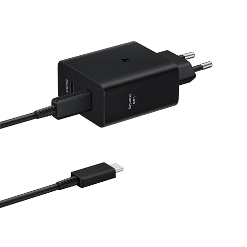 Samsung Ep-T5020 Caricabatterie Originale 50W Super Fast Charging, 2 Porte Usb Type-C, (Con Cavo), Nero